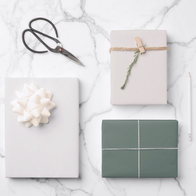 Minimalist Natural Deep Sage Solid Colour  Wrapping Paper Sheet (Front)