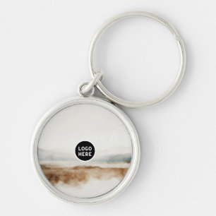 Minimalist Natural Watercolor Abstract Pattern Key Ring