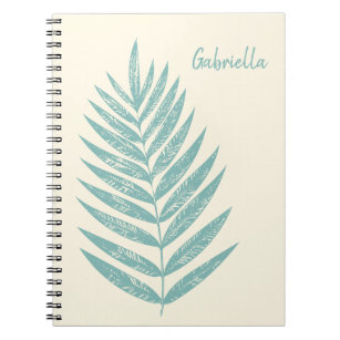Minimalist Nature Botanical Line Teal Personalised Notebook