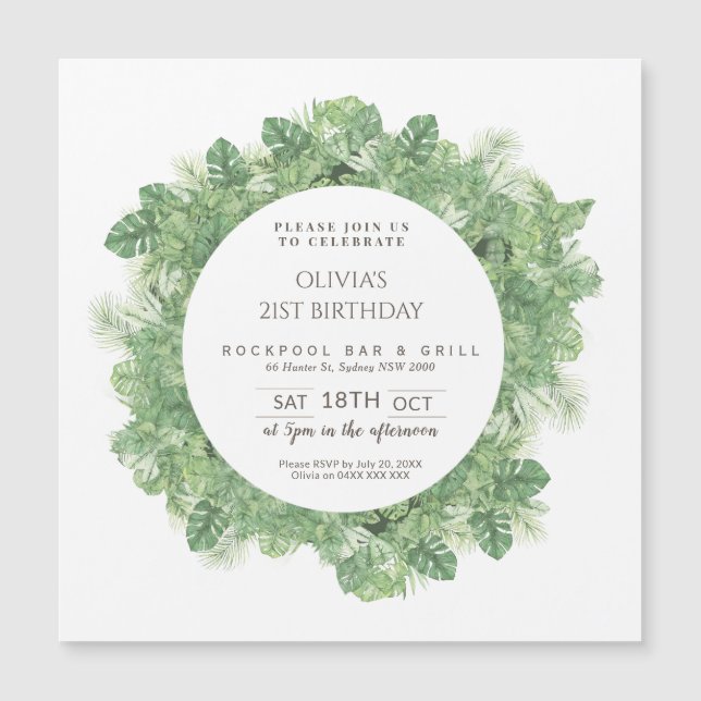 Minimalist nature frame  magnetic invitation (Front)