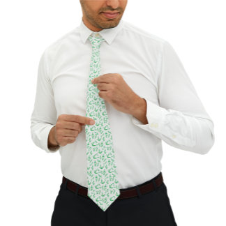 Minimalist nature | Green leaves Pattern  Tie