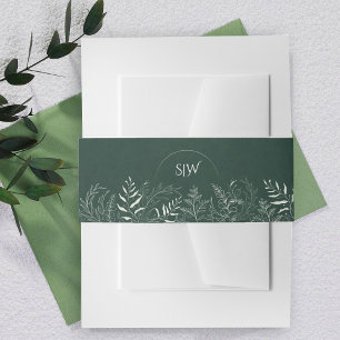 Minimalist Nature Inspired Green Leaves Belly Band Invitation Belly Band