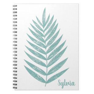 Minimalist Nature Line Drawing Teal Personalised Notebook