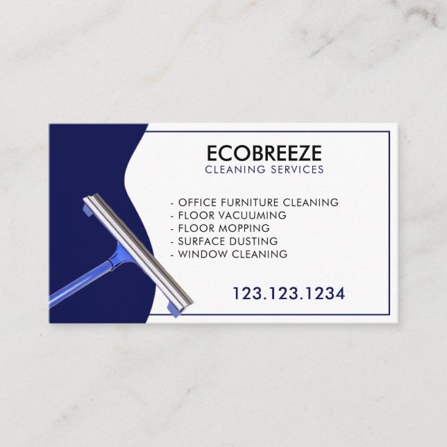 Minimalist Navy Accent Office Cleaning Business Card (Front)