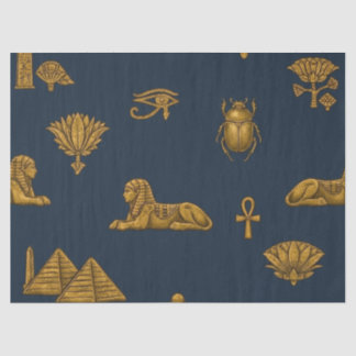 Minimalist Navy & Antique Gold Egyptian Pattern Tissue Paper