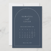 Minimalist navy arch calendar Save the Date