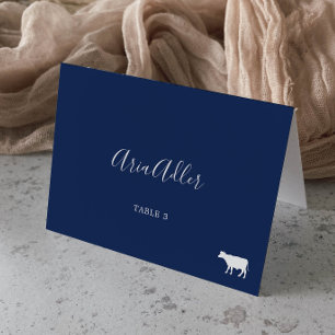 Minimalist Navy Beef Meal Option Place Cards