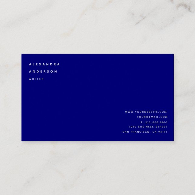 Minimalist Navy Blue 2 Languages Business Card (Front)