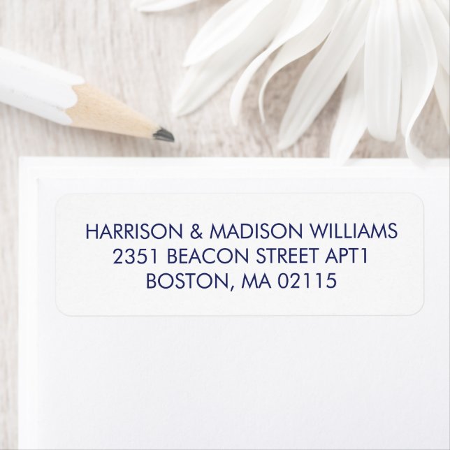 Minimalist navy blue and white Return Address (Insitu)