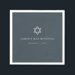 Minimalist Navy Blue Bar Mitzvah Napkin<br><div class="desc">This minimalist and chic Bar Mitzvah paper napkin features a midnight blue / navy blue background with the star of david. Personalise it for your needs. You can find matching products at my store.</div>