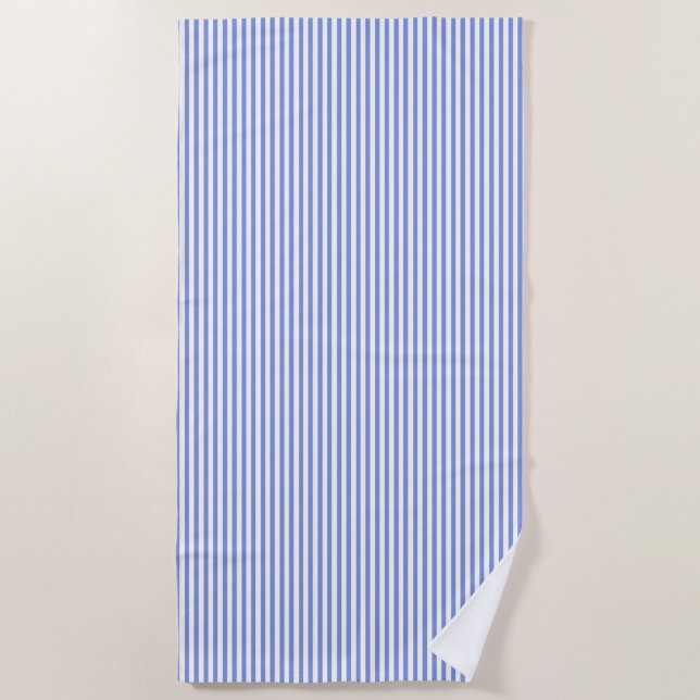 Minimalist Navy Blue Cabana Stripes Beach Towel (Front)