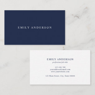Minimalist Navy Blue Elegant Monogram Business Card