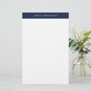 Minimalist Navy Blue Elegant Monogram Stationery