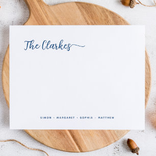 Minimalist Navy Blue Family Stationery  Card