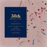 Minimalist Navy Blue Gold 30th Birthday Invitation<br><div class="desc">Minimalist Navy Blue Gold 30th Birthday. Fully customisable. Easily personalise the text and change font and background colors if you wish via the edit further option.</div>