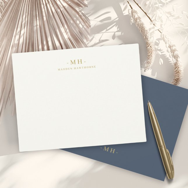 Minimalist Navy Blue Gold Simple Elegant Monogram Card (Creator Uploaded)