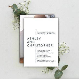 Minimalist Navy Blue Isolated Names Photo Wedding Invitation