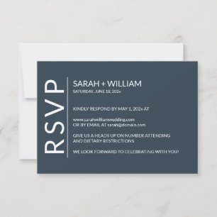Minimalist Navy Blue Modern RSVP Card