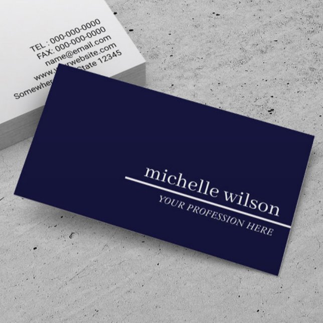 Minimalist Navy Blue Professional Plain Business Card (Creator Uploaded)