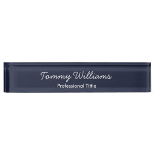 Minimalist Navy Blue Professional Simple Nameplate