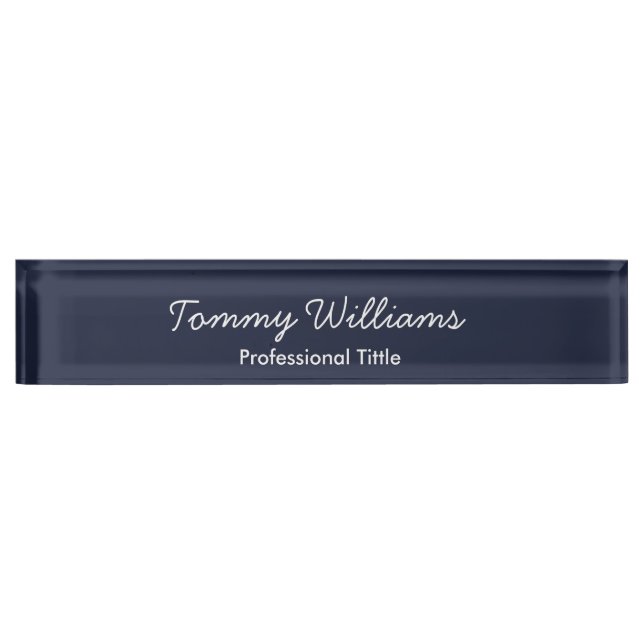 Minimalist Navy Blue Professional Simple Nameplate (Front)