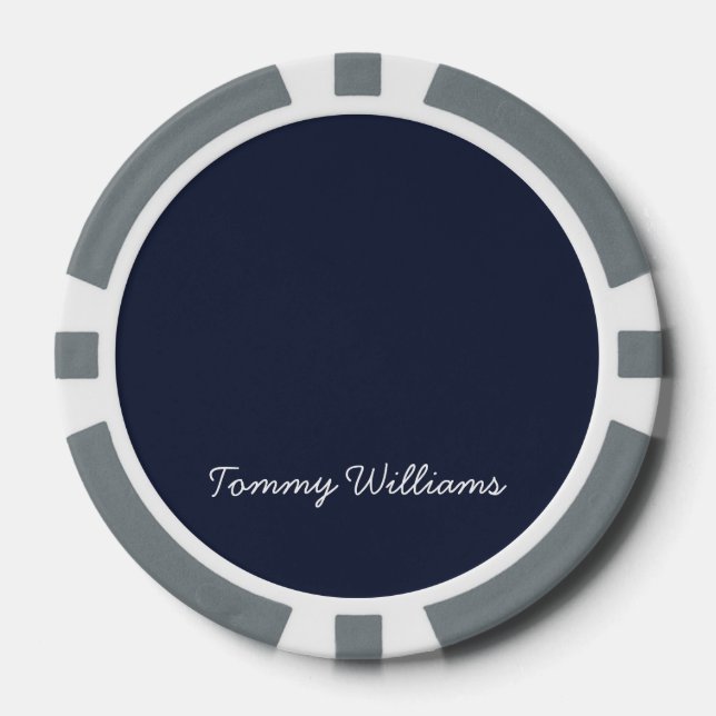 Minimalist Navy Blue Professional Simple Poker Chips (Front)