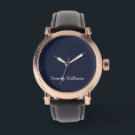 Minimalist Navy Blue Professional Simple Watch<br><div class="desc">These simple, minimalist can be personalised to include a name or any text of your choice. If you don't want any text and would prefer just a blank, then you can simply delete the text.</div>