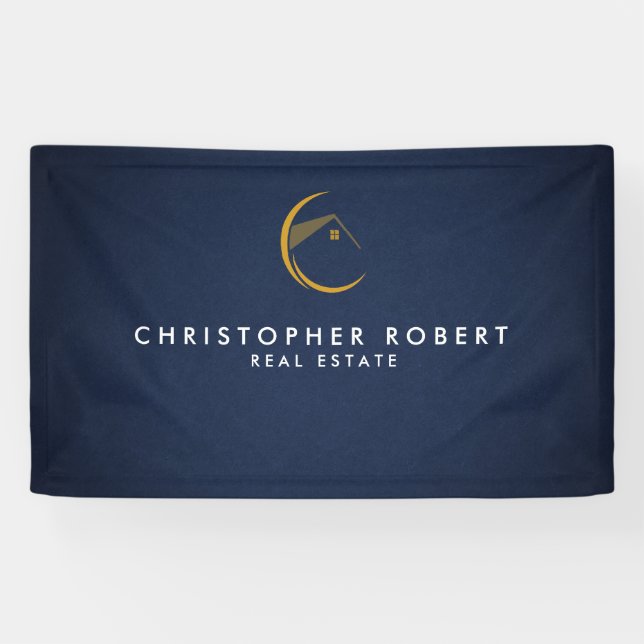 Minimalist Navy Blue Real Estate Banner (Horizontal)