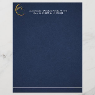 Minimalist Navy Blue Real Estate Custom Letterhead