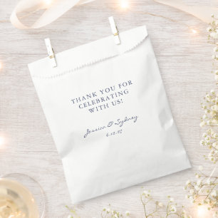 Minimalist Navy Blue Script Custom Thank You Favour Bags