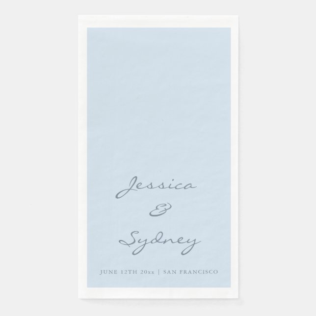 Minimalist Navy Blue Script Wedding Custom Napkin (Front)