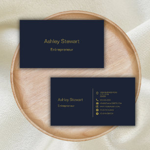 Minimalist Navy Blue Social media Website Modern Business Card
