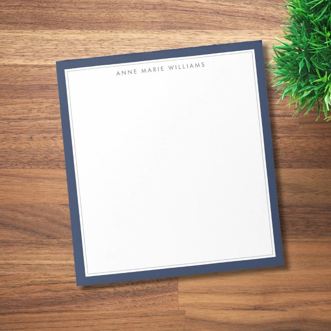 Minimalist Navy Blue Two Border Name Notepad (Creator Uploaded)