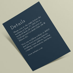Minimalist Navy Blue Wedding Enclosure Card
