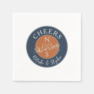 Minimalist Navy Blue Wedding Napkin