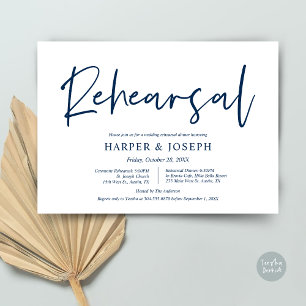 Minimalist Navy Blue, Wedding Rehearsal and Dinner Invitation