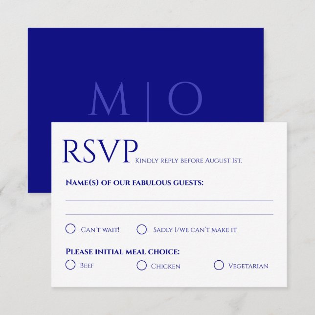 Minimalist Navy Blue Wedding Response Card (Front/Back)