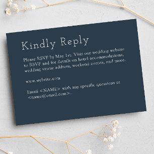Minimalist Navy Blue Wedding RSVP Card