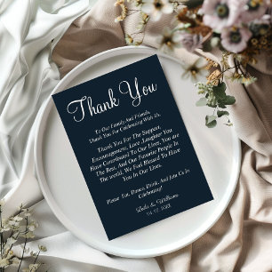 Minimalist navy blue  wedding thank you 