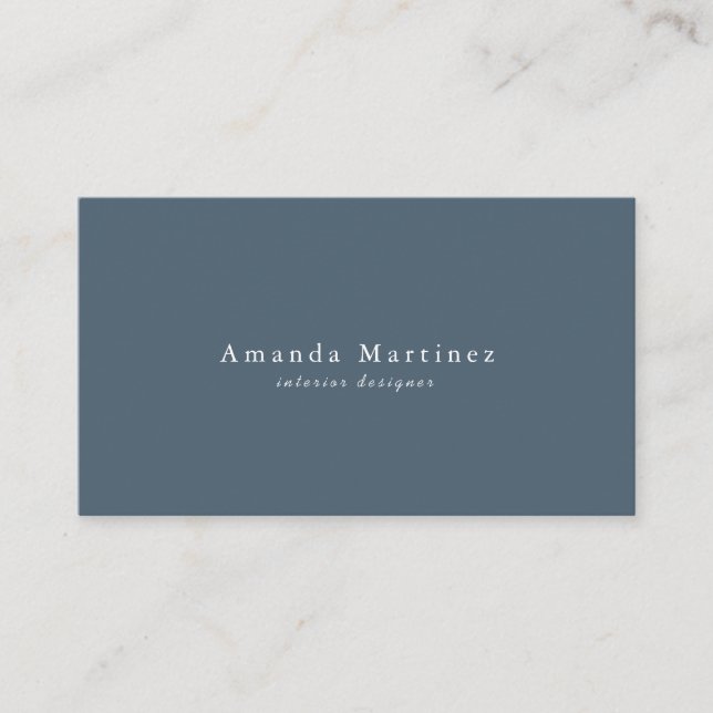 Minimalist Navy Blue & White Business Card (Front)
