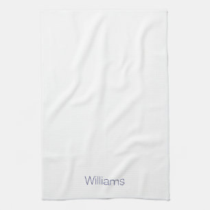 Minimalist navy blue white custom name monogram tea towel