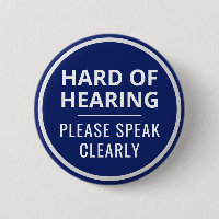 Minimalist Navy Blue White Hard of Hearing