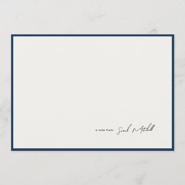Minimalist Navy Border Personalized Script Card (Front)