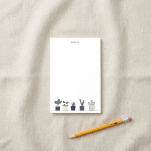 Minimalist Navy Cream Potted Plant Illustration Post-it Notes