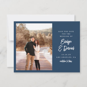 Minimalist Navy Flat Photo Save The Date