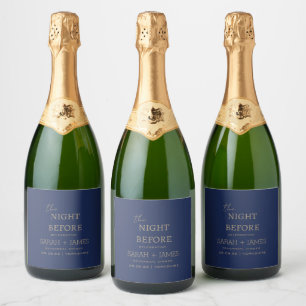 Minimalist Navy Gold the Night Before Wedding  Sparkling Wine Label