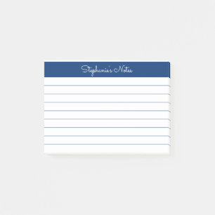 Minimalist Navy Lined Personalised Post-it Notes