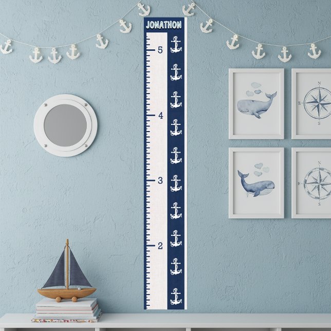 Minimalist Navy Nautical Kids’ Growth Chart ID836 (Creator Uploaded)