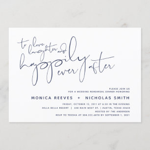 Minimalist Navy Script Wedding Rehearsal Dinner Invitation