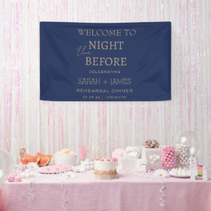 Minimalist Navy the Night Before Welcome Wedding Banner